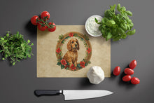 Load image into Gallery viewer, Cocker Spaniel Christmas Flowers Glass Cutting Boards – Durable, Decorative Kitchen Art