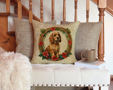 Load image into Gallery viewer, Cocker Spaniel Christmas Flowers Throw Pillow - 14x14 Decorative Pillow – Art for Your Home &amp; Patio