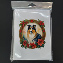 Load image into Gallery viewer, Collie Christmas Flowers Greeting Cards - Blank Note Cards – 8-Pack of Artist-Designed Cards with Envelopes