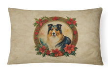 Load image into Gallery viewer, Collie Christmas Flowers Throw Pillow