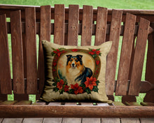 Load image into Gallery viewer, Collie Christmas Flowers Throw Pillow - 14x14 Decorative Pillow – Art for Your Home &amp; Patio