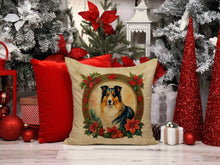 Load image into Gallery viewer, Collie Christmas Flowers Throw Pillow