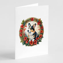 Load image into Gallery viewer, Corgi Christmas Flowers Greeting Cards - Blank Note Cards – 8-Pack of Artist-Designed Cards with Envelopes