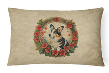 Load image into Gallery viewer, Corgi Christmas Flowers Throw Pillow