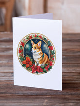 Load image into Gallery viewer, Corgi Christmas Flowers Greeting Cards - Blank Note Cards – 8-Pack of Artist-Designed Cards with Envelopes