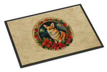 Load image into Gallery viewer, Corgi Christmas Flowers Doormat-24x36 Indoor / Outdoor Rug | Made in USA