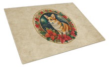 Load image into Gallery viewer, Corgi Christmas Flowers Glass Cutting Boards – Durable, Decorative Kitchen Art