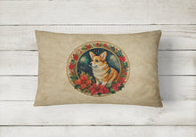 Load image into Gallery viewer, Corgi Christmas Flowers Throw Pillow