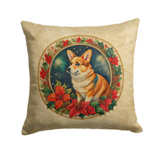 Load image into Gallery viewer, Corgi Christmas Flowers Throw Pillow - 14x14 Decorative Pillow – Art for Your Home &amp; Patio