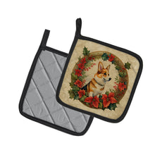 Load image into Gallery viewer, Corgi Christmas Flowers Pot Holders - Set of 2 Decorative Kitchen Helpers | Made in the USA