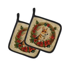 Load image into Gallery viewer, Corgi Christmas Flowers Pot Holders - Set of 2 Decorative Kitchen Helpers | Made in the USA