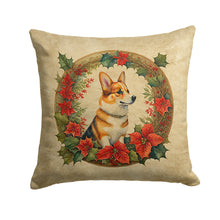 Load image into Gallery viewer, Corgi Christmas Flowers Throw Pillow