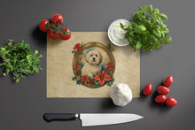 Load image into Gallery viewer, Coton De Tulear Christmas Flowers Glass Cutting Boards – Durable, Decorative Kitchen Art