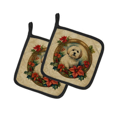 Load image into Gallery viewer, Coton De Tulear Christmas Flowers Pot Holders - Set of 2 Decorative Kitchen Helpers | Made in the USA