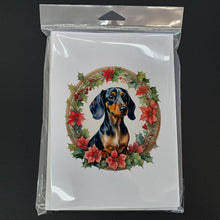 Load image into Gallery viewer, Dachshund Christmas Flowers Greeting Cards - Blank Note Cards – 8-Pack of Artist-Designed Cards with Envelopes
