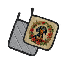 Load image into Gallery viewer, Dachshund Christmas Flowers Pot Holders - Set of 2 Decorative Kitchen Helpers | Made in the USA