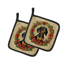 Load image into Gallery viewer, Dachshund Christmas Flowers Pot Holders - Set of 2 Decorative Kitchen Helpers | Made in the USA