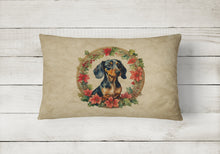 Load image into Gallery viewer, Dachshund Christmas Flowers Throw Pillow