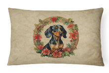 Load image into Gallery viewer, Dachshund Christmas Flowers Throw Pillow