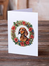 Load image into Gallery viewer, Dachshund Christmas Flowers Greeting Cards - Blank Note Cards – 8-Pack of Artist-Designed Cards with Envelopes