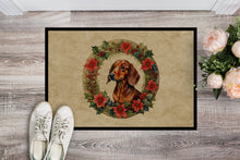 Load image into Gallery viewer, Dachshund Christmas Flowers Doormat - 18X27 Indoor / Outdoor Rug | Made in USA