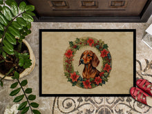 Load image into Gallery viewer, Dachshund Christmas Flowers Doormat - 18X27 Indoor / Outdoor Rug | Made in USA