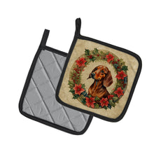 Load image into Gallery viewer, Dachshund Christmas Flowers Pot Holders - Set of 2 Decorative Kitchen Helpers | Made in the USA