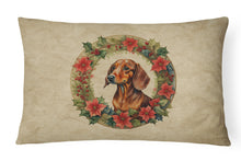 Load image into Gallery viewer, Dachshund Christmas Flowers Throw Pillow