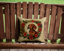 Load image into Gallery viewer, Dachshund Christmas Flowers Throw Pillow - 14x14 Decorative Pillow – Art for Your Home &amp; Patio