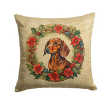 Load image into Gallery viewer, Dachshund Christmas Flowers Throw Pillow - 14x14 Decorative Pillow – Art for Your Home &amp; Patio