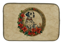 Load image into Gallery viewer, Dalmatian Christmas Flowers Dish Drying Mat
