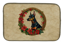 Load image into Gallery viewer, Doberman Pinscher Christmas Flowers Dish Drying Mat