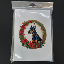 Load image into Gallery viewer, Doberman Pinscher Christmas Flowers Greeting Cards - Blank Note Cards – 8-Pack of Artist-Designed Cards with Envelopes
