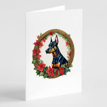Load image into Gallery viewer, Doberman Pinscher Christmas Flowers Greeting Cards - Blank Note Cards – 8-Pack of Artist-Designed Cards with Envelopes