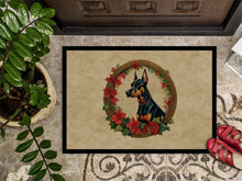 Load image into Gallery viewer, Doberman Pinscher Christmas Flowers Doormat