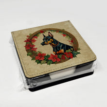 Load image into Gallery viewer, Doberman Pinscher Christmas Flowers PU Leather Note Paper Holder