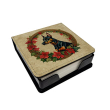 Load image into Gallery viewer, Doberman Pinscher Christmas Flowers PU Leather Note Paper Holder