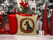 Load image into Gallery viewer, Doberman Pinscher Christmas Flowers Throw Pillow