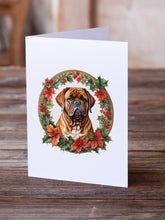 Load image into Gallery viewer, Dogue de Bordeaux Christmas Flowers Greeting Cards - Blank Note Cards – 8-Pack of Artist-Designed Cards with Envelopes