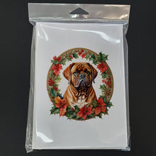 Load image into Gallery viewer, Dogue de Bordeaux Christmas Flowers Greeting Cards - Blank Note Cards – 8-Pack of Artist-Designed Cards with Envelopes