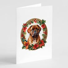 Load image into Gallery viewer, Dogue de Bordeaux Christmas Flowers Greeting Cards - Blank Note Cards – 8-Pack of Artist-Designed Cards with Envelopes