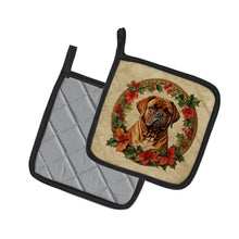 Load image into Gallery viewer, Dogue de Bordeaux Christmas Flowers Pot Holders - Set of 2 Decorative Kitchen Helpers | Made in the USA
