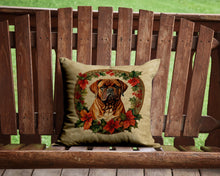 Load image into Gallery viewer, Dogue de Bordeaux Christmas Flowers Throw Pillow - 14x14 Decorative Pillow – Art for Your Home &amp; Patio