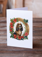 Load image into Gallery viewer, English Cocker Spaniel Christmas Flowers Greeting Cards - Blank Note Cards – 8-Pack of Artist-Designed Cards with Envelopes