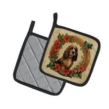 Load image into Gallery viewer, English Cocker Spaniel Christmas Flowers Pot Holders - Set of 2 Decorative Kitchen Helpers | Made in the USA