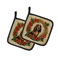 Load image into Gallery viewer, English Cocker Spaniel Christmas Flowers Pot Holders - Set of 2 Decorative Kitchen Helpers | Made in the USA