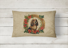 Load image into Gallery viewer, English Cocker Spaniel Christmas Flowers Throw Pillow