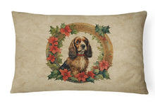 Load image into Gallery viewer, English Cocker Spaniel Christmas Flowers Throw Pillow