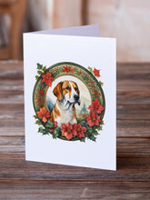 Load image into Gallery viewer, English Foxhound Christmas Flowers Greeting Cards - Blank Note Cards – 8-Pack of Artist-Designed Cards with Envelopes