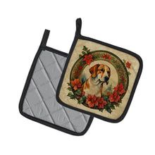 Load image into Gallery viewer, English Foxhound Christmas Flowers Pot Holders - Set of 2 Decorative Kitchen Helpers | Made in the USA